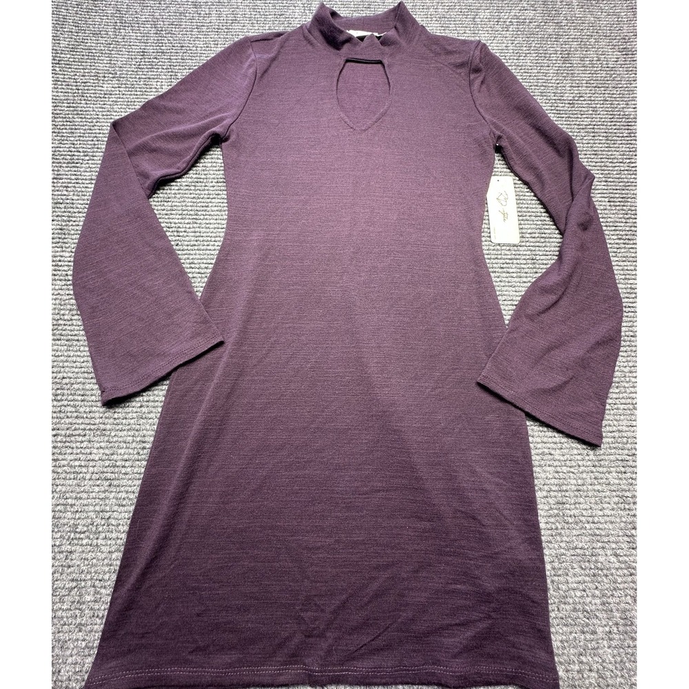 RD Dress Womens Medium Long Sleeve Mock Neck Keyhole Mini New